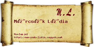 Márcsák Lídia névjegykártya